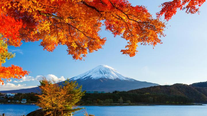 Autumn trees winter mountain - HD wallpaper Wallpaper Download 5120x2880