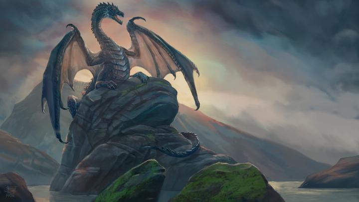 Wallpaper : 1920x1080 px, artwork, clouds, digital art, dragon, drawing 