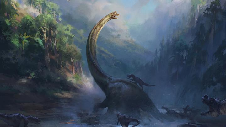 Download 1920x1080 wallpaper dinosaur age, fantasy, fight, artwork 