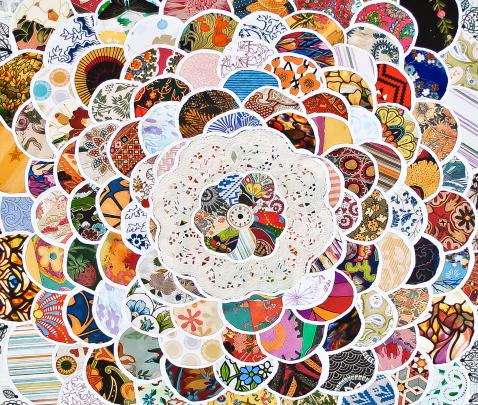 Vintagebloom - 11 x 14 paper print, flower painting, collage art 