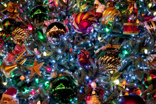 Christmas Tree at Night Desktop Wallpaper