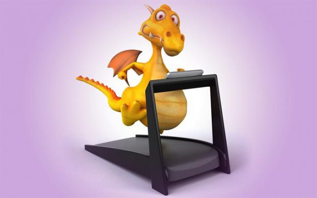 Download wallpapers dragon, treadmill, workout, funny animals for 
