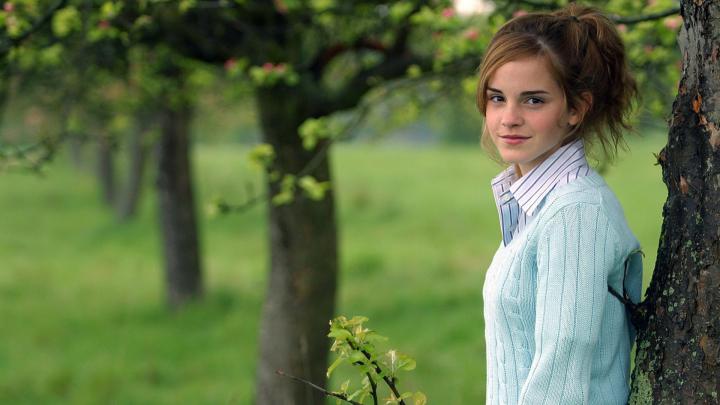Download Wallpaper 1920x1080 emma watson, brunette actress, sweater 