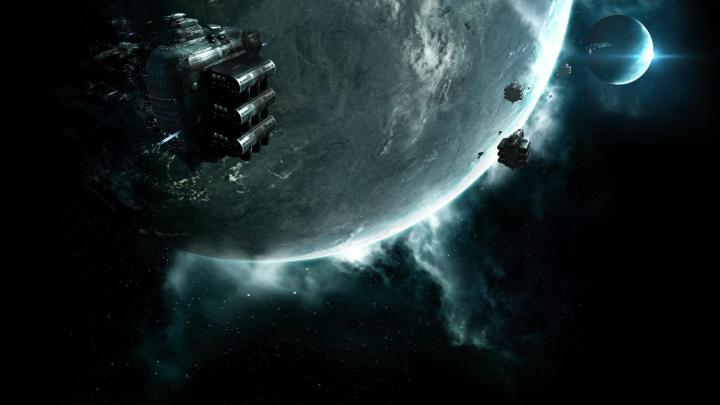 render, space, planet, Moon, galaxy, spaceship, science fiction, EVE 