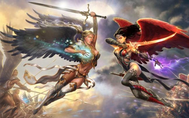 Wings Fantasy Art Battles Artwork Female Warriors Fan 1920x1080 
