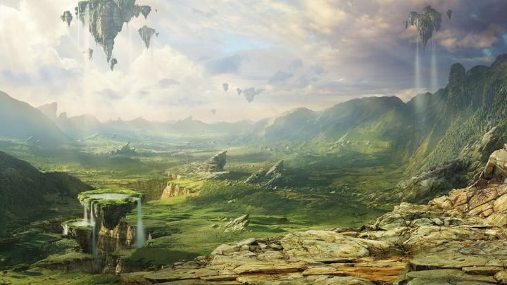 Floating Islands | Fantasy landscape, Landscape wallpaper, Landscape