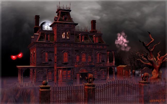 Animated Haunted House Wallpaper -