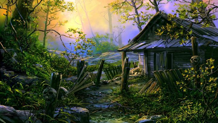 Haunted House Paintings Halloween HD wallpaper