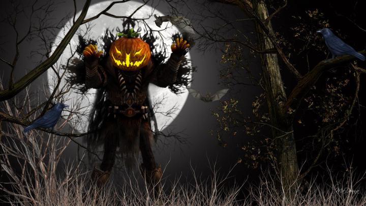 Pumpkin Monster Halloween HD desktop wallpaper : Widescreen : High 