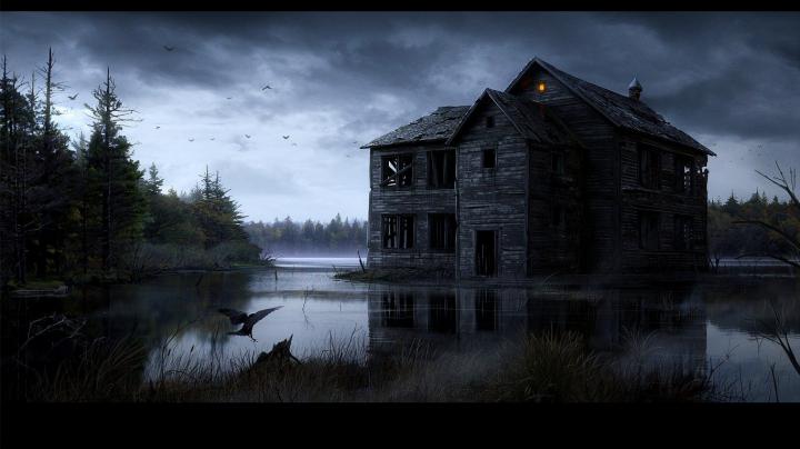 Animated Haunted House Desktop Wallpaper -