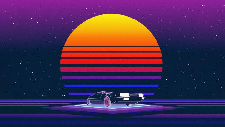The sun, Music, Machine, Star, Style, Background, 80s wallpaper, Neon 