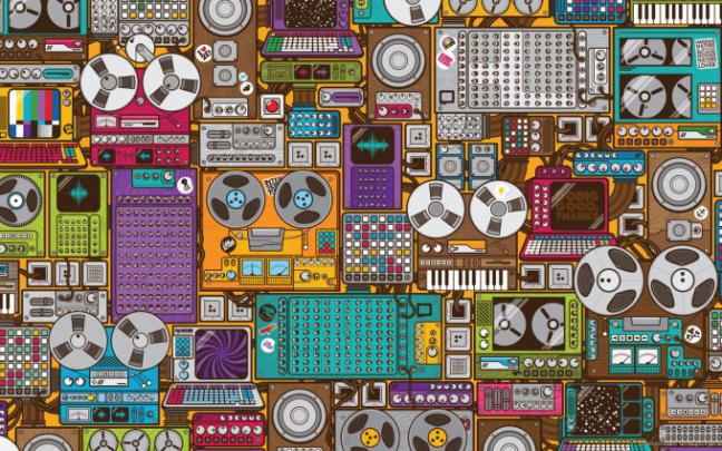 retro wallpaper music pattern - HD Desktop Wallpapers