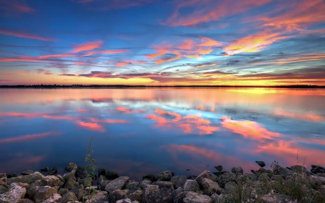 High quality desktop wallpaper of river, photo of sunset, landscape 