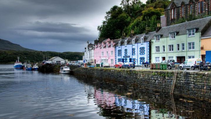 lovely town of portree on isle of skye scotland Download HD Wallpapers 
