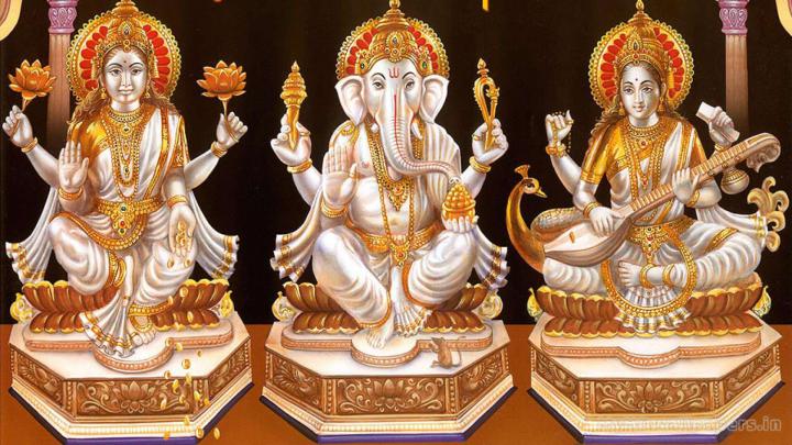 View Of Lakshmi Ganesh Saraswati Wallpaper : Hd Wallpapers