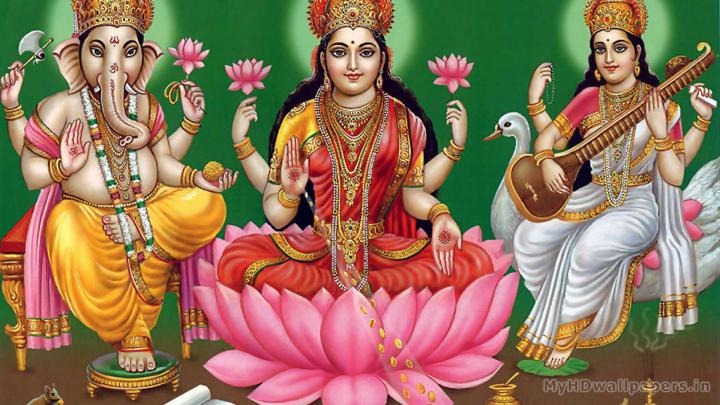 View Of Ganesh Laxmi Saraswati : Hd Wallpapers