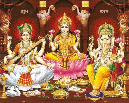 Laxmi Ganesh Saraswati HD Wallpapers Free Download