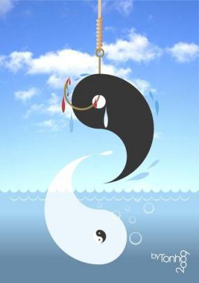 Yin-Yang: A compposition where the elements is a taijitsu are separated 