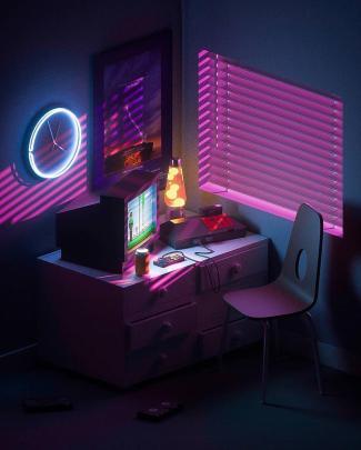 House Neon 80s 90s Computer Chill Console controller Concept 3d artwork 