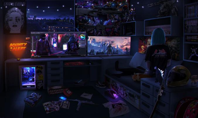 Gaming Room Wallpaper 1920x1080 - Mural Wallpaper