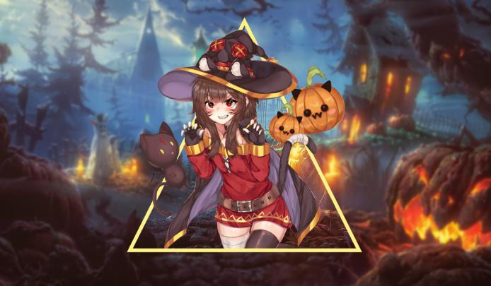 Anime Megumin Konosuba Halloween - Animated Live Desktop Wallpapers