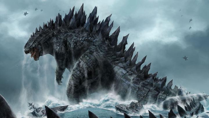 1920x1080 Wallpaper godzilla, monster, dinosaur, submarine, tail 