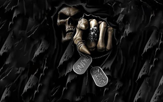 digital Art, Grim Reaper, Death, Dark, Spooky, Skull, Teeth, Bones 