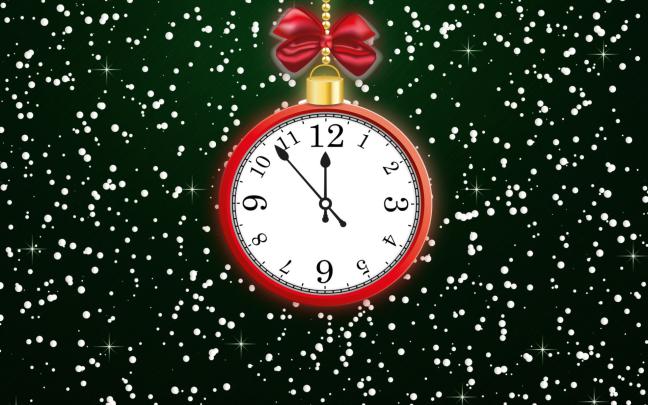 Happy New Year Clock Wallpaper for Widescreen Desktop PC 1920x1080 Full HD