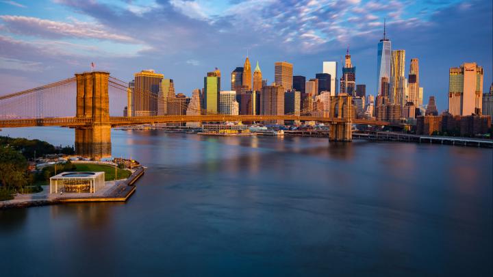 Brooklyn Bridge In New York City Usa From Manhattan In Brooklyn And 