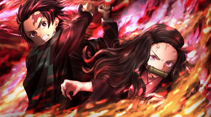 Kimetsu no Yaiba wallpaper, Anime, Demon Slayer, Boy, Girl, Nezuko 