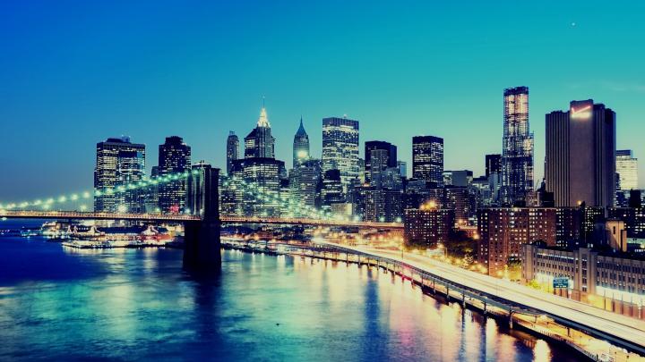 Download Wallpaper 1920x1080 night, city, lights, panorama Full HD 