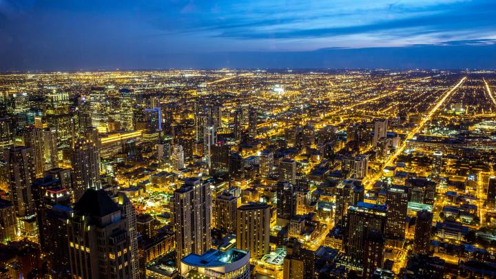 Download wallpaper 1920x1080 night city, skyscrapers, buildings 