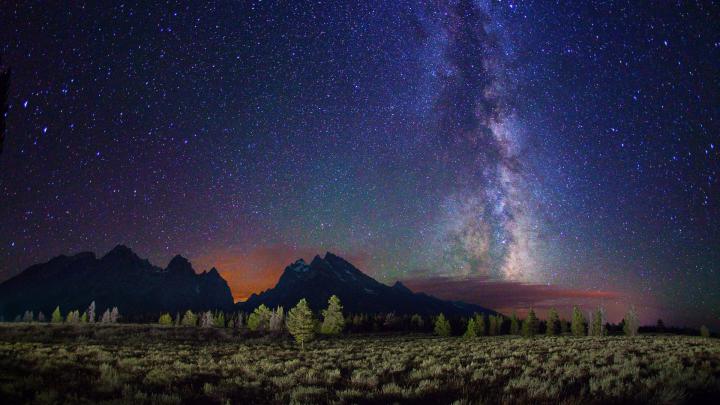 Night Sky Above The Mountains HD Wallpaper Desktop Wallpapers HD 4k 