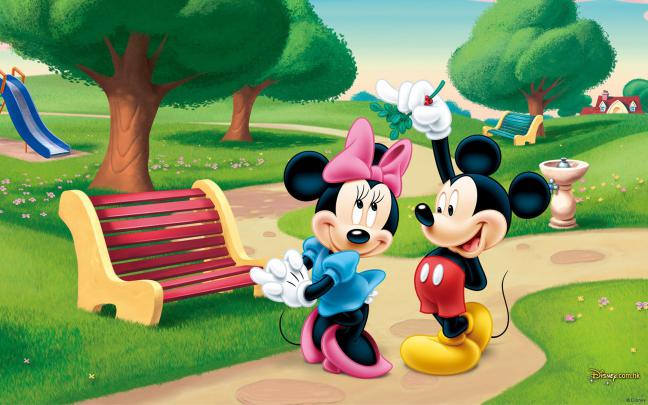 Mickey Mouse And Minnie Mouse In The Park Desktop Wallpaper Hd 