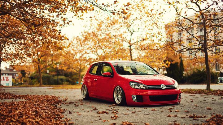 Fond d\u0026#39;\u00e9cran : 1920x1080 px, tomber, Golf GTI, Golf VI, Position 
