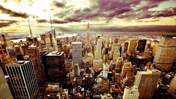 Download Wallpaper 1920x1080 city??, night, sky, clouds, america, usa 
