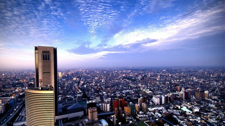 Download Wallpaper 1920x1080 city, sky, view from above Full HD 1080p 