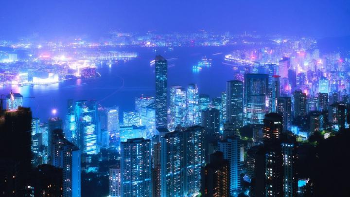 Download Wallpaper 1920x1080 city, night, tokyo, lanterns, sky, homes 