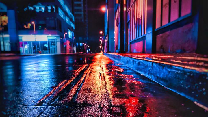 Download wallpaper 1920x1080 street, night, wet, neon, city full hd 