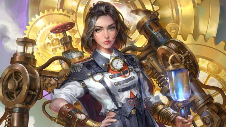 Download 1920x1080 wallpaper woman, fantasy, warrior, artwork 