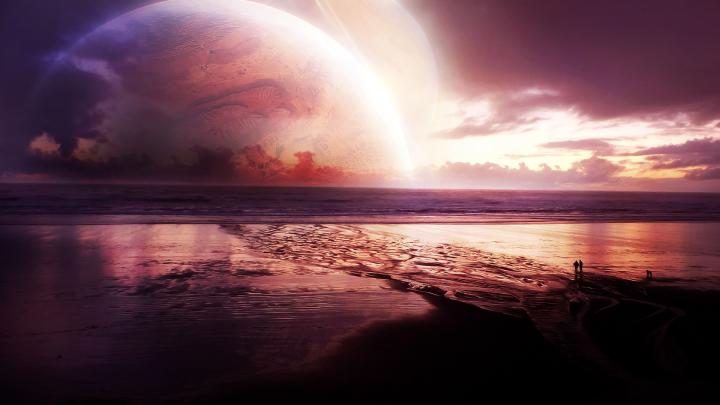 Cosmos Sunset Sea, HD Digital Universe, 4k Wallpapers, Images 
