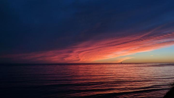 1920x1080 Sea Ocean Sunset Reflection Pastel Waves Laptop Full HD 1080P 