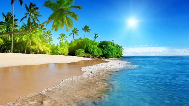Download 1920x1080 wallpaper tropical beach, sea, calm, sunny day 