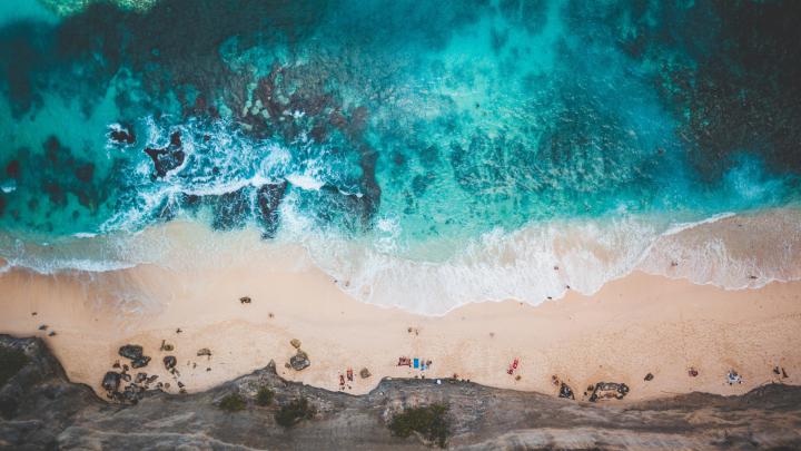 Download 1920x1080 wallpaper exotic beach, blue-green sea, aerial view 