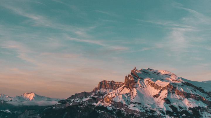 Download 1920x1080 wallpaper mountains, clean sky, summit, glacier 