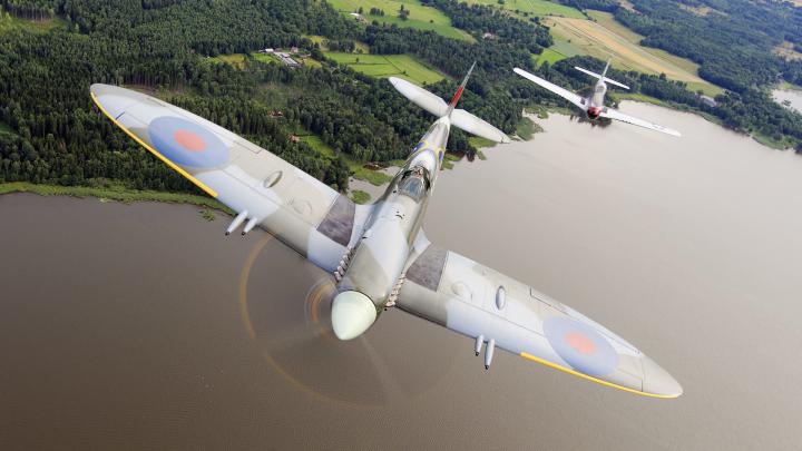 Download Wallpaper Spitfire fighters in flight (War Thunder) (1920x1080 