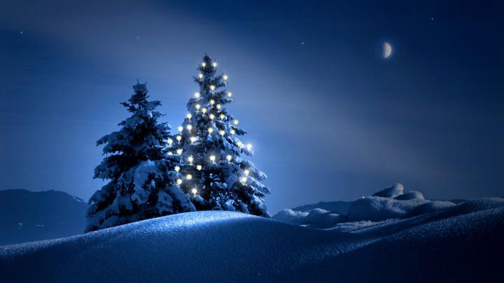 Night Snow Wallpaper Background -