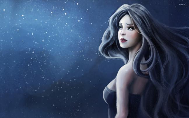 Blue haired woman wallpaper - Fantasy wallpapers - #17531