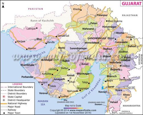Gujarat Map India World Map Map Political Map