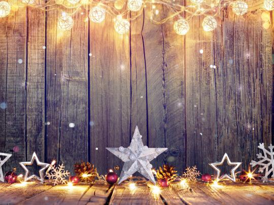 Desktop Wallpaper Xmas Decorations, Stars, Xmas Lightning, Hd Image 